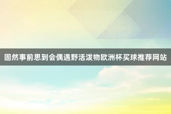 固然事前思到会偶遇野活泼物欧洲杯买球推荐网站