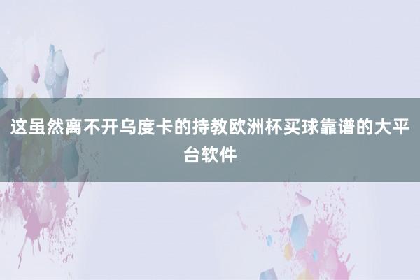 这虽然离不开乌度卡的持教欧洲杯买球靠谱的大平台软件