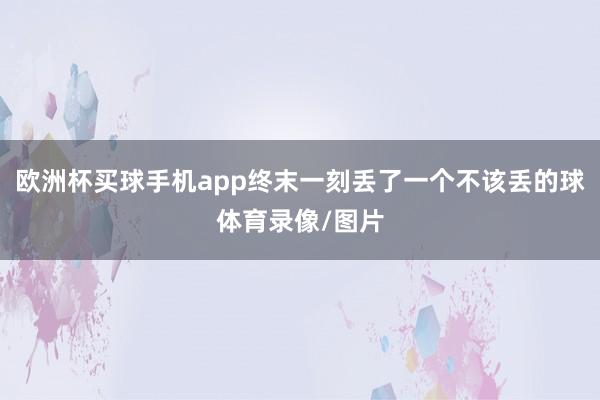 欧洲杯买球手机app终末一刻丢了一个不该丢的球体育录像/图片