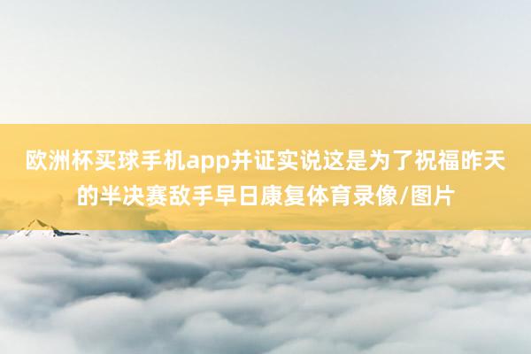 欧洲杯买球手机app并证实说这是为了祝福昨天的半决赛敌手早日康复体育录像/图片