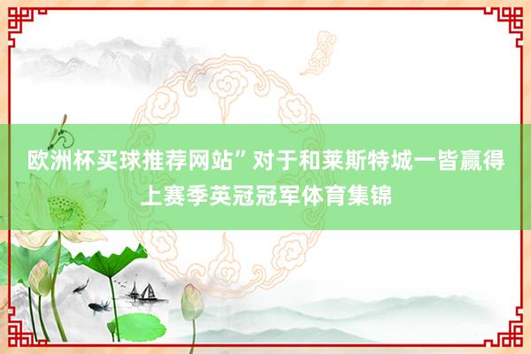 欧洲杯买球推荐网站”　　对于和莱斯特城一皆赢得上赛季英冠冠军体育集锦