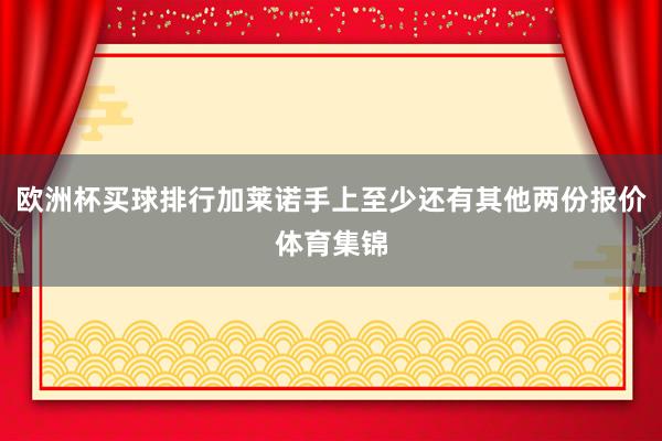 欧洲杯买球排行加莱诺手上至少还有其他两份报价体育集锦