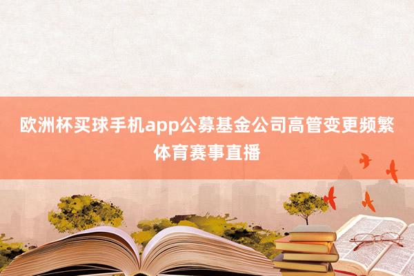 欧洲杯买球手机app公募基金公司高管变更频繁体育赛事直播