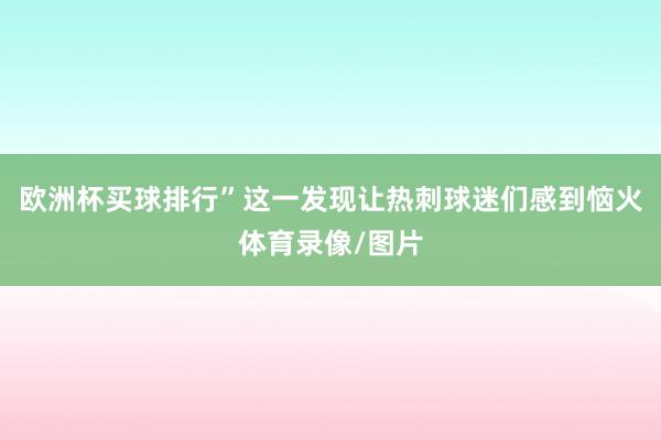 欧洲杯买球排行”这一发现让热刺球迷们感到恼火体育录像/图片