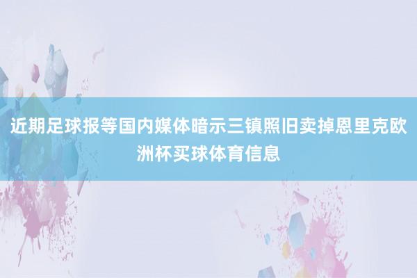 近期足球报等国内媒体暗示三镇照旧卖掉恩里克欧洲杯买球体育信息