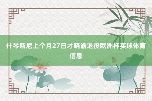 什琴斯尼上个月27日才晓谕退役欧洲杯买球体育信息